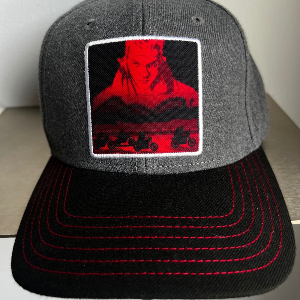 The Lost Boys Movie Snapback Hat David Red Graphic Grey Black Warner Bros Cap